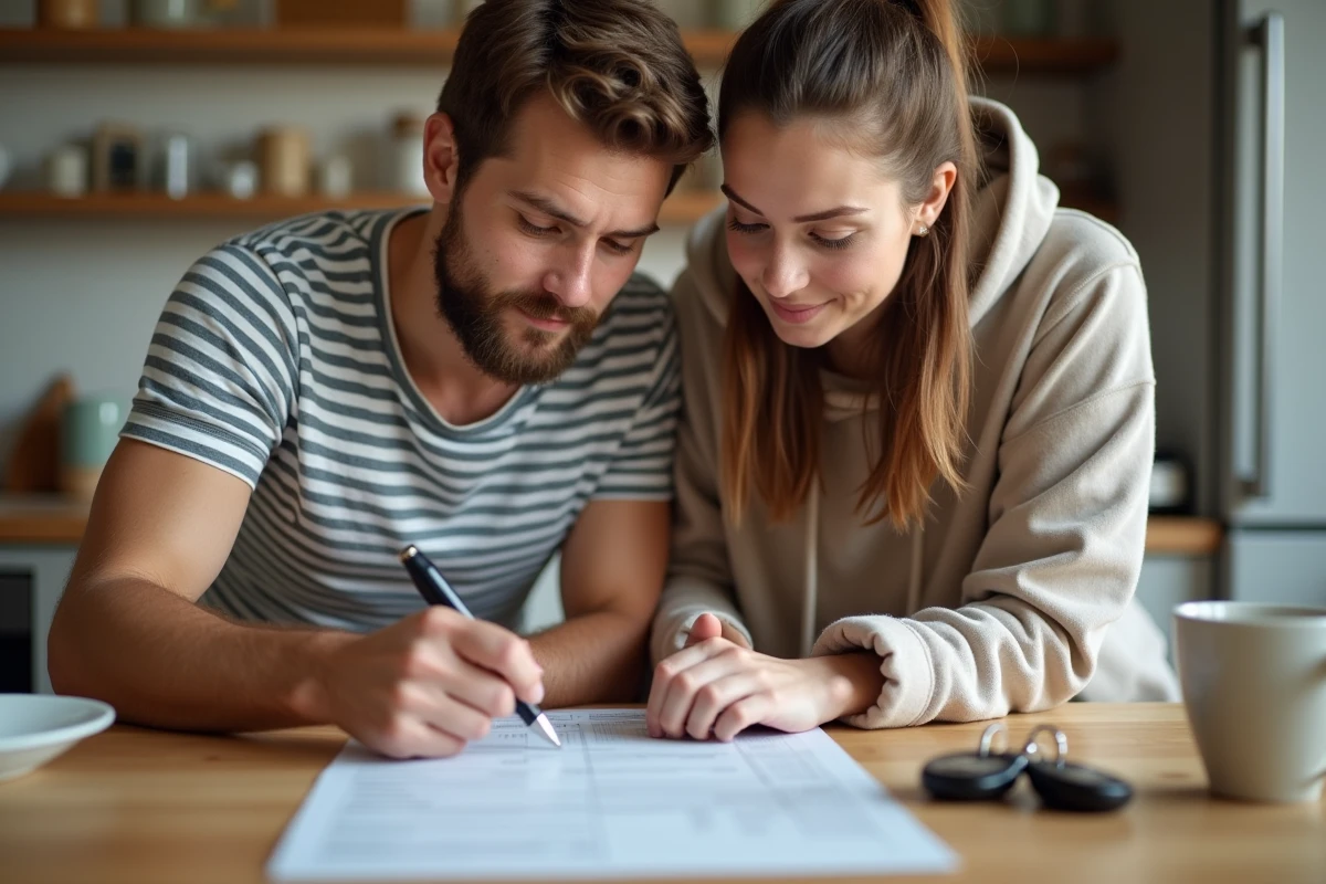 Couple vérifiant les démarches administratives pour prévenir EDF avant un déménagement