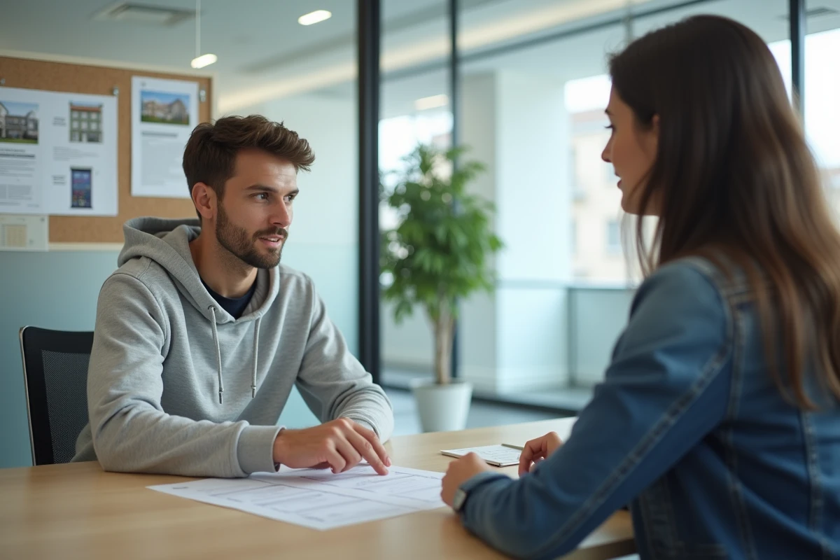 Homme en rendez-vous avec un conseiller immobilier pour comprendre la garantie Visale