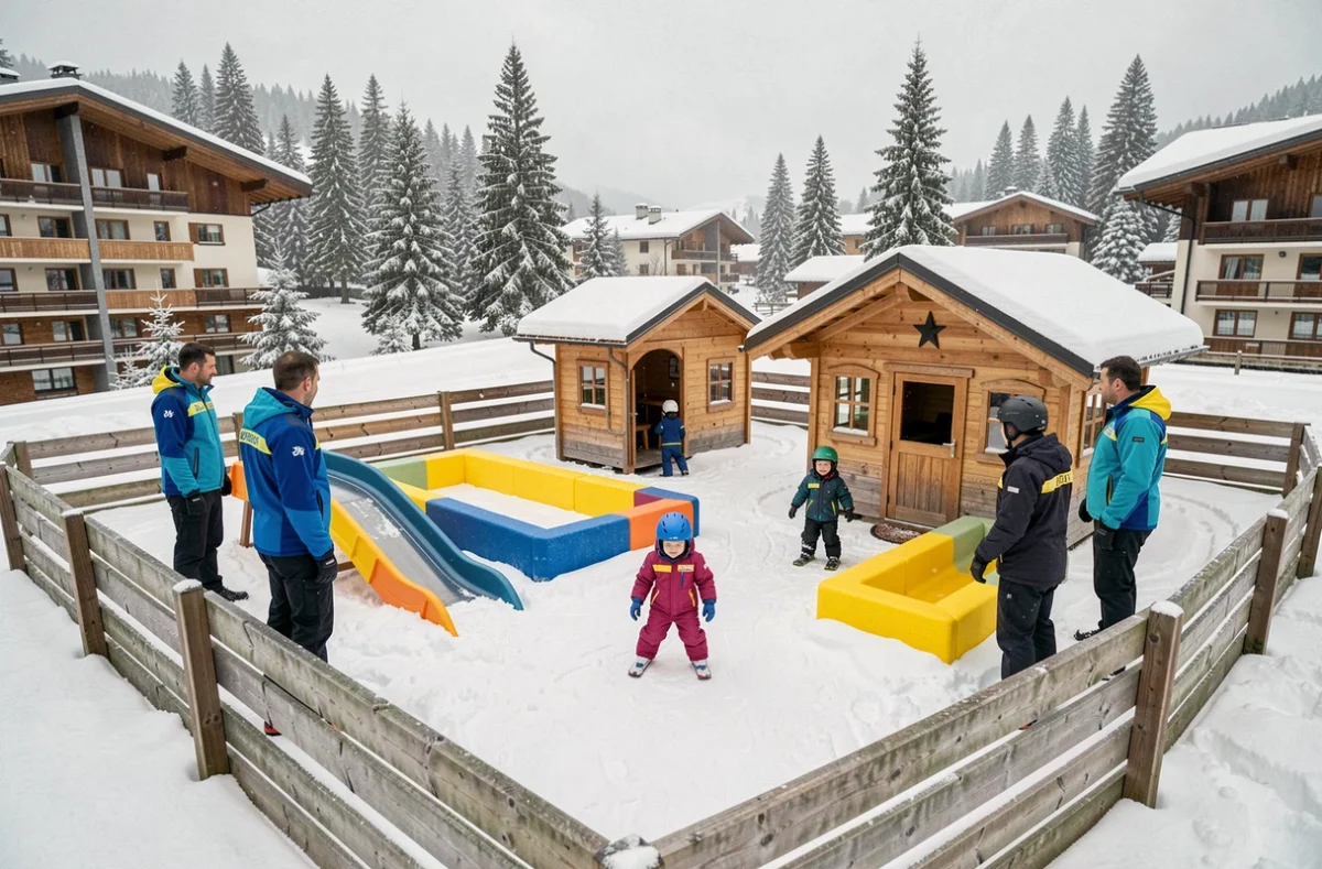 Jardin des neiges pour jeunes enfants aux Menuires avec moniteurs et équipements adaptés aux tout-petits