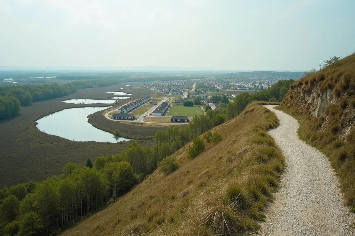 Zone de contact entre lotissement périurbain et espace naturel protégé révélant les limites écologiques de l'étalement urbain en France