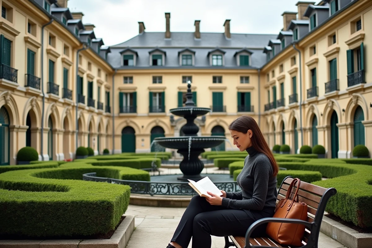 Place résidentielle élégante dans le quartier de la Nouvelle Ville à Metz avec architecture Belle Époque et fontaine centrale